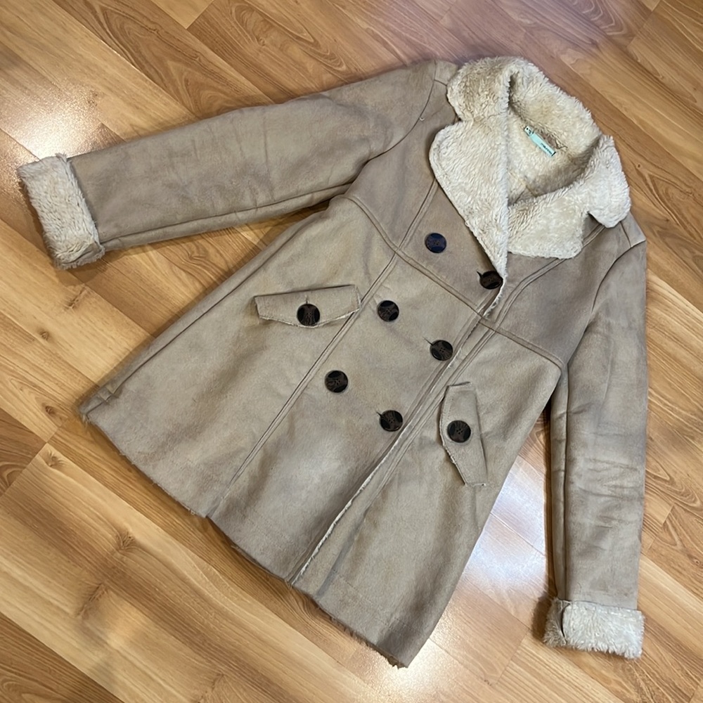 Faux Suede Light Tan Peacoat Women’s M